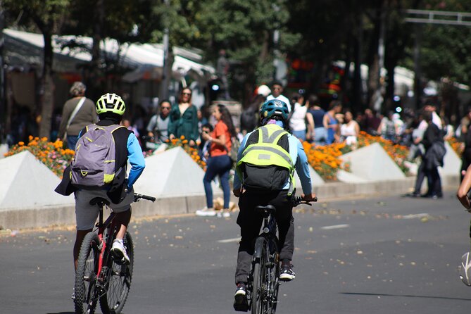 Mexico City Bike Rental - Angel of Independence Area - Safety gear included: helmet, reflective vest, and a lock chain