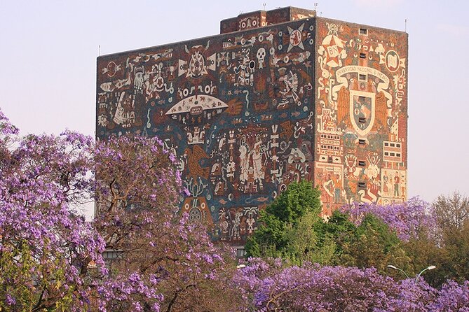 Mexico City: Xochimilco, Coyoacán and University City Tour - UNAM Biblioteca Central: architecture, Olympic Stadium area, and mural art